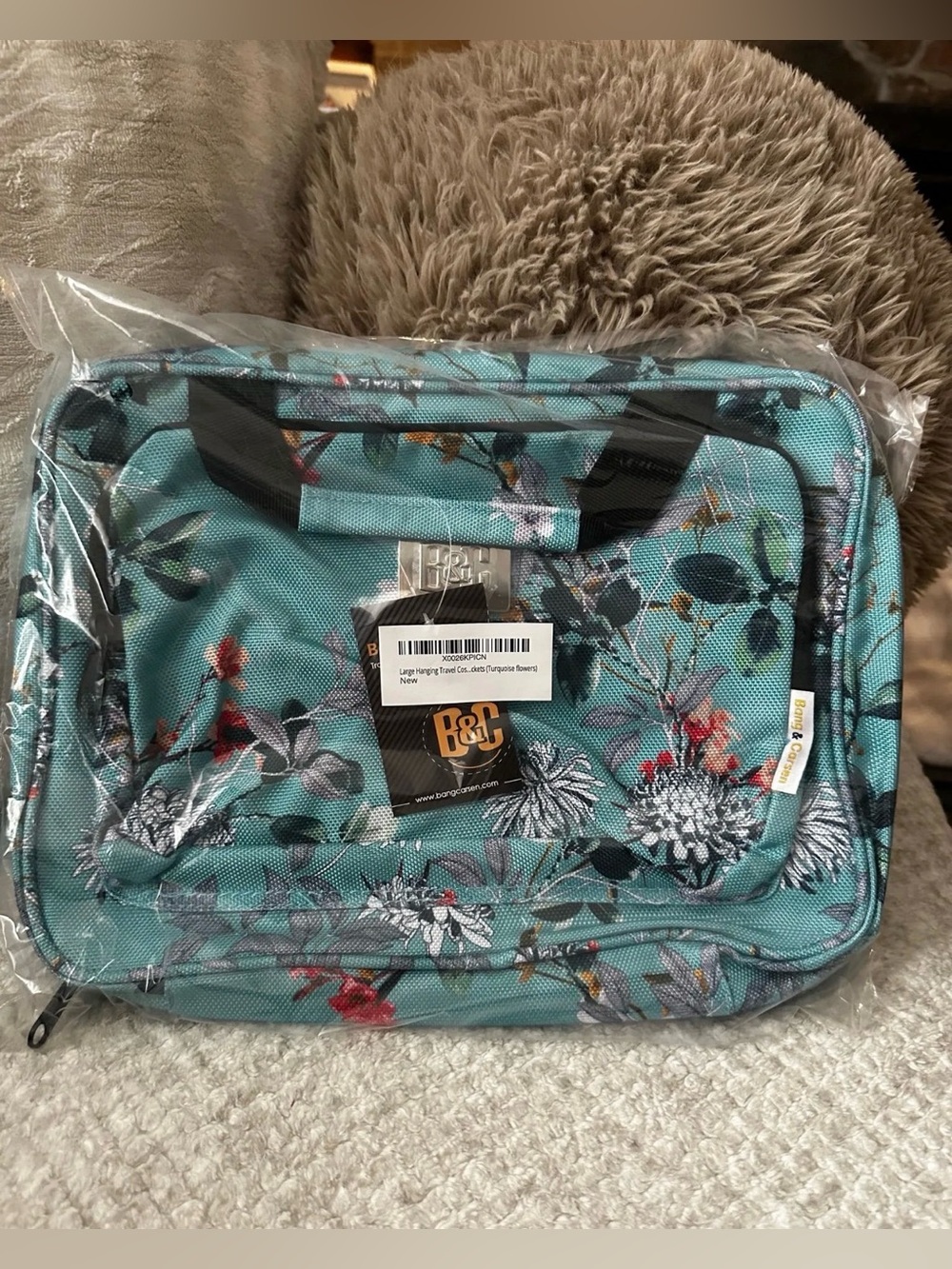 Bang & Carsen Teal Floral Travel Hanging Toiletry Bag for Women